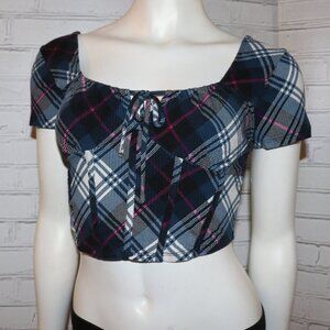 💙🌸 Madden NYC Crop Tank · Navy + Pink + White · Size S